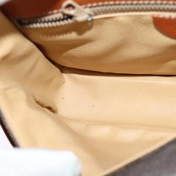 CELINE Macadam Canvas Shoulder Bag PVC Leather Brown Gold - Picture 13 of 16